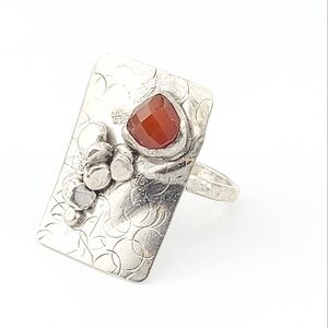 CARNELIAN RING HANDMADE IN STERLING SILVER METAL SIZE 8.5